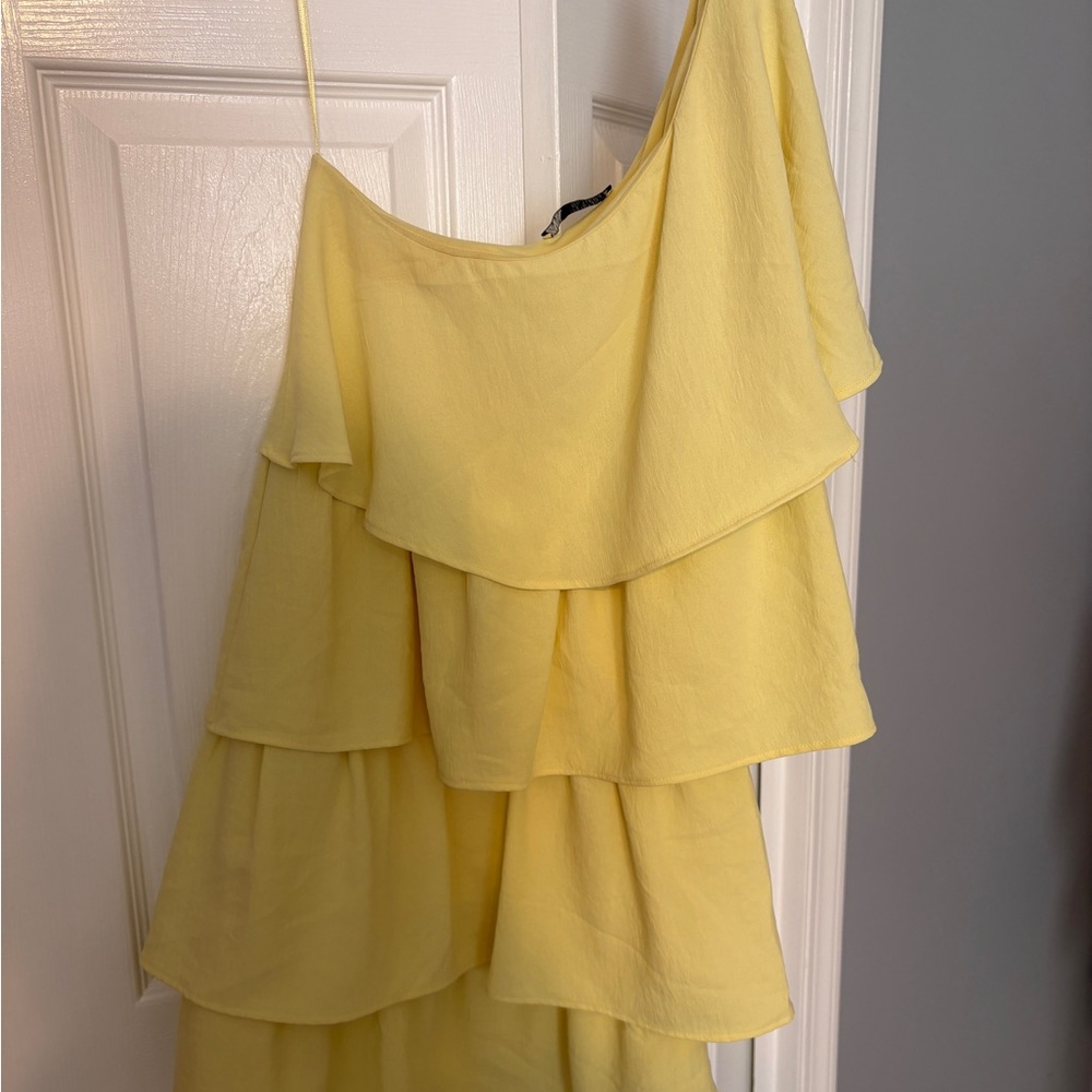 Zara one shoulder ruffle mini dress size S